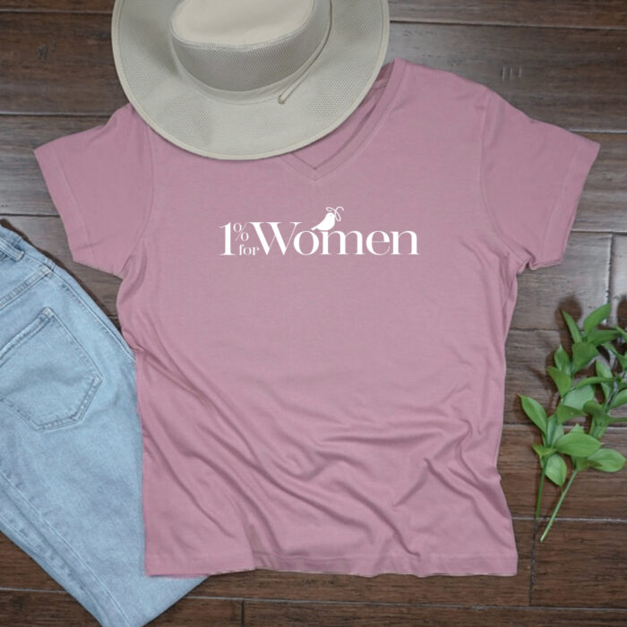 1 percent for Women mauve vneck tshirt