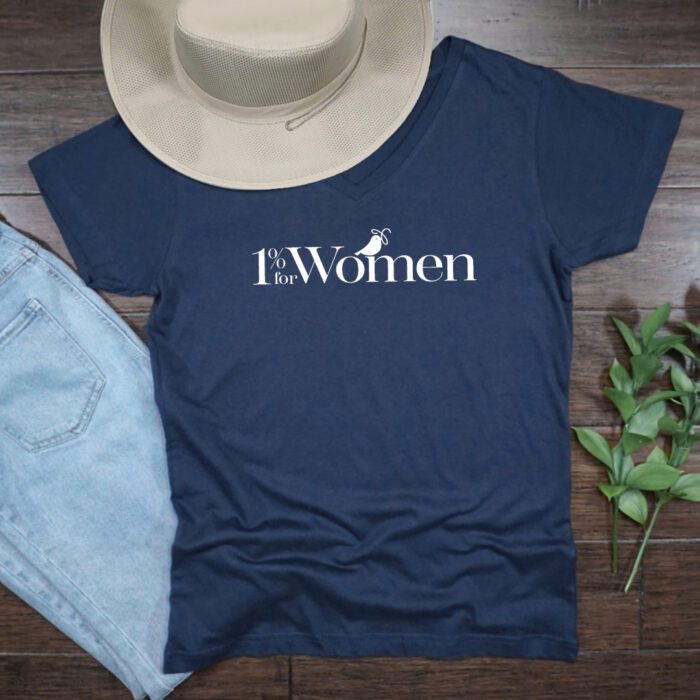 1 percent for Women navy vneck tshirt