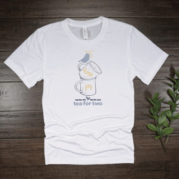 Bluebird Refuge Tea for Two white tshirt