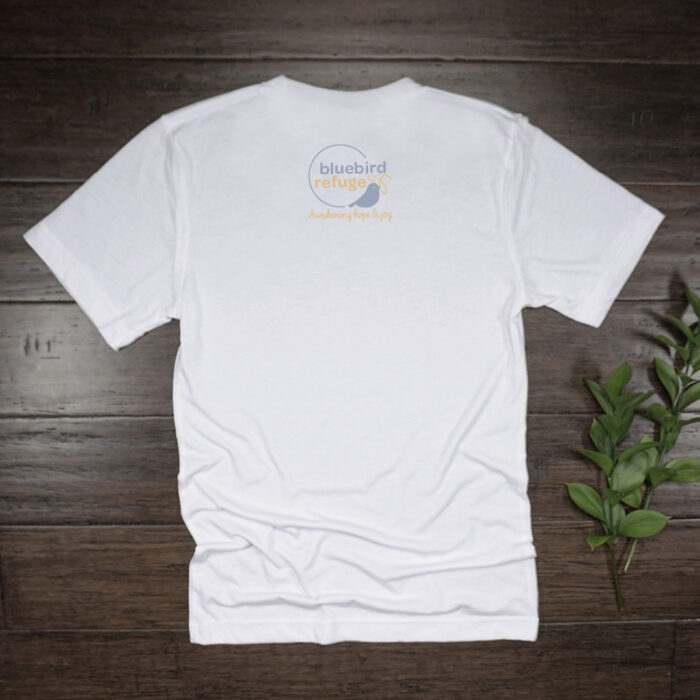 Bluebird Refuge Tea for Two white tshirt back