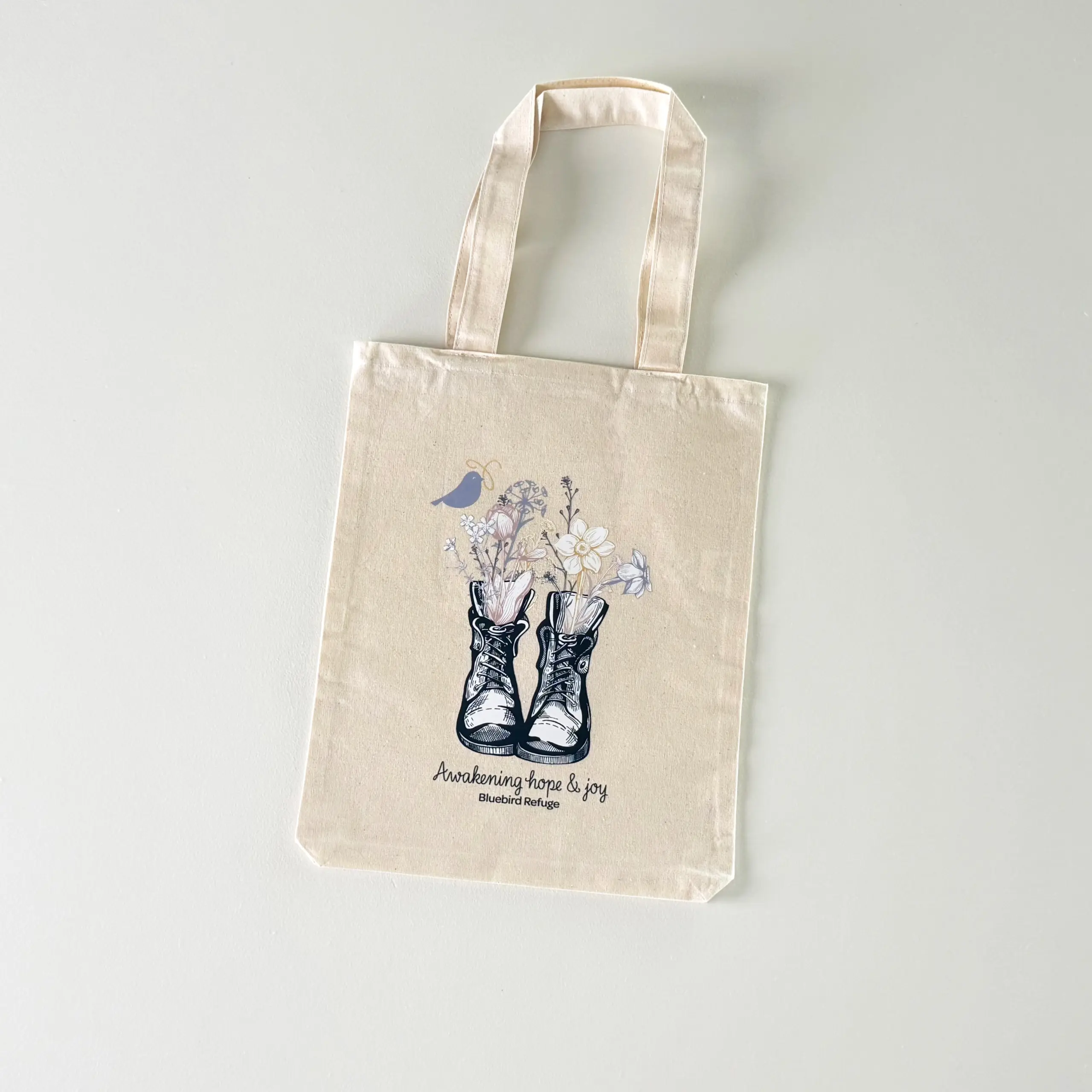 Bluebird Refuge Boots and Flowers Tote